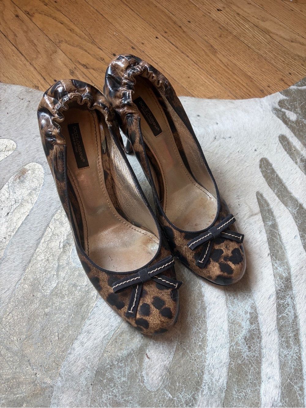 Dolce & Gabbana Patent Leather Leopard Print Heels
